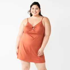 Juniors' Plus Size SO® O-Ring Fit & Flare Mini Dress 10 Juniors' Plus Size SO® O-Ring Fit & Flare Mini Dress -Teens shop 5555251 Natural Rose