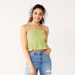 Juniors' SO® Ruffled Smocked Tank -Teens shop 5557460 Resurgent Green