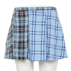 Juniors' Plus Size SO® Pleated Flare Mini Skirt -Teens shop 5559786 Blue Plaid