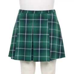 Juniors' Plus Size SO® Pleated Flare Mini Skirt -Teens shop 5559786 Dark Green Plaid