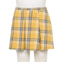 Juniors' Plus Size SO® Pleated Flare Mini Skirt -Teens shop 5559786 Gold Navy Plaid