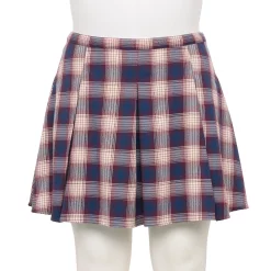 Juniors' Plus Size SO® Pleated Flare Mini Skirt -Teens shop 5559786 Navy White Plaid