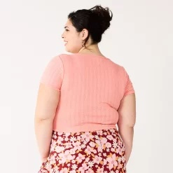 Juniors' Plus Size SO® Cropped Front Lace-Up Top -Teens shop 5561249 ALT