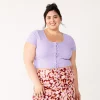 Juniors' Plus Size SO® Cropped Front Lace-Up Top -Teens shop 5561249 Monica Purple