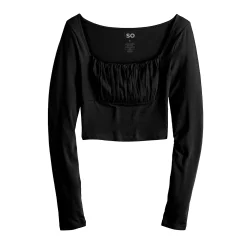 Juniors' SO® Ruched Solid Crop Top -Teens shop 5568479 ALT5