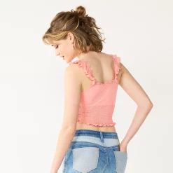 Juniors' SO® Smocked Front-Tie Tank Top -Teens shop 5572845 ALT