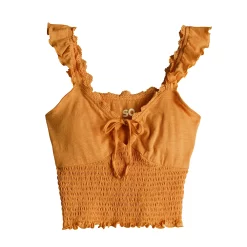 Juniors' SO® Smocked Front-Tie Tank Top -Teens shop 5572845 ALT5