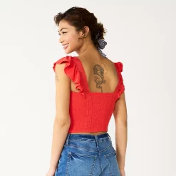 Juniors' SO® Crochet Trim Smocked Top -Teens shop 5572846 ALT