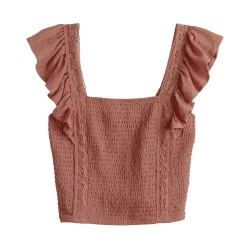 Juniors' SO® Crochet Trim Smocked Top -Teens shop 5572846 ALT5