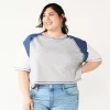 Juniors' Plus Size SO® Short Sleeve Raglan Varsity Tee 1 Juniors' Plus Size SO® Short Sleeve Raglan Varsity Tee -Teens shop 5573749 Gray Fox Heather