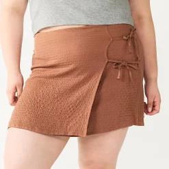 Juniors' Plus Size SO® Double Knot Wrap Mini Skirt