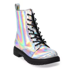 SO® Reindeer Women's Combat Boots -Teens shop 5579850 Iridescent