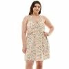 Juniors' Plus Size Lily Rose Ruched Waist Skater Dress -Teens shop 5584494 Ivory Floral