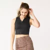 Juniors' SO® Collared Cropped Polo Tank -Teens shop 5585480 Black Luxe