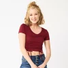 Juniors' SO® Cinch Front Cropped Top -Teens shop 5585498 Berry Magnolia