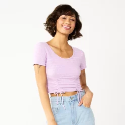 Juniors' SO® Cinch Front Cropped Top 13 Juniors' SO® Cinch Front Cropped Top -Teens shop 5585498 Grape Frosting