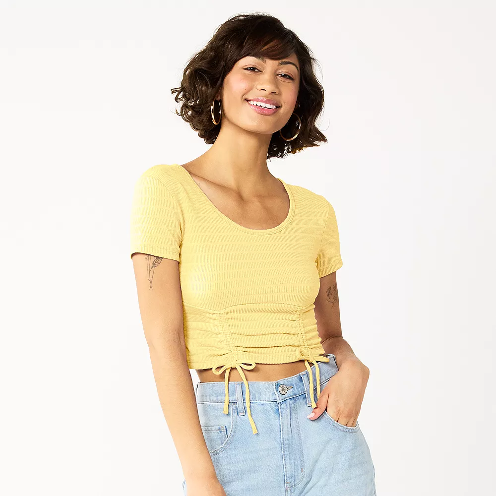 Juniors' SO® Cinch Front Cropped Top 4 Juniors' SO® Cinch Front Cropped Top - Image 2