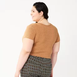 Juniors' Plus Size SO® Cinch Front Cropped Top -Teens shop 5585499 ALT