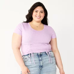 Juniors' Plus Size SO® Cinch Front Cropped Top -Teens shop 5585499 Grape Frosting