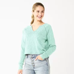 Juniors' SO® Solid Cropped Long Sleeve Top -Teens shop 5585754 Hush Turq