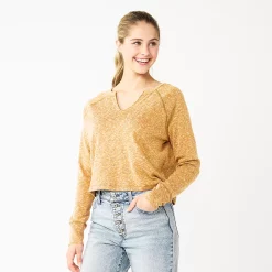 Juniors' SO® Solid Cropped Long Sleeve Top -Teens shop 5585754 Light Bronze
