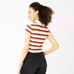 Juniors' SO® Ribbed Cropped Polo -Teens shop 5585810 ALT