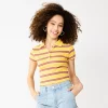 Juniors' SO® Ribbed Cropped Polo -Teens shop 5585810 Yellow Stripe