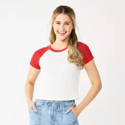 Juniors' SO® Cropped Raglan Tee -Teens shop 5588527 Egret