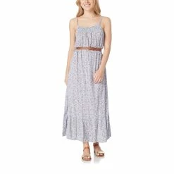 Juniors' WallFlower Belted Sleeveless Midi Print Dress 9 Juniors' WallFlower Belted Sleeveless Midi Print Dress -Teens shop 5598747 Light Blue Floral