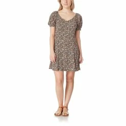 Juniors' WallFlower Button Front Ruffled Fit & Flare Mini Dress