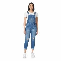 Juniors' WallFlower Insta Stretch Tomboy Mid-Rise Destructed Jean Overalls