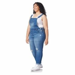 Juniors' Plus Size WallFlower Insta Stretch Tomboy Mid-Rise Overalls -Teens shop 5610037 ALT2
