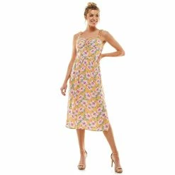 Juniors' As U Wish Shirred Cinch Front Midi Dress