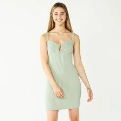 Juniors' Almost Famous Ribbed Keyhole Bodycon Dress
