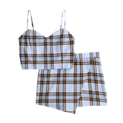 Juniors' Almost Famous Asymmetrical Skort & Cami Plaid Set -Teens shop 5625025 ALT5