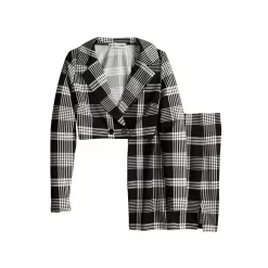 Juniors' Almost Famous Plaid Mini Skirt and Cropped Button-Front Shirt Set 7 Juniors' Almost Famous Plaid Mini Skirt and Cropped Button-Front Shirt Set -Teens shop 5625027 ALT5