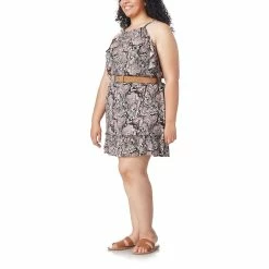 Juniors' Plus Size WallFlower Belted Ruffled Halter Print Dress -Teens shop 5634585 ALT2