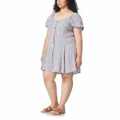 Juniors' Plus Size WallFlower Button Front Ruffled Fit & Flare Dress -Teens shop 5634588 ALT2