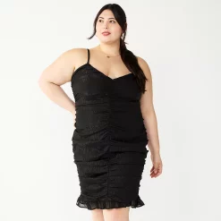 Juniors' Plus Size Speechless Ruched Bodycon Mini Dress