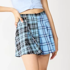 Juniors' SO® Pleated High-Rise Mini Skirt -Teens shop 5636560 Blue Plaid