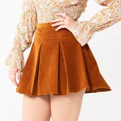 Juniors' SO® Pleated High-Rise Mini Skirt -Teens shop 5636560 Copper Rose Corduroy