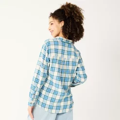 Juniors' SO® Button Front Flannel Top -Teens shop 5646519 ALT