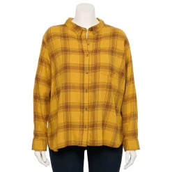 Juniors' SO® Plus Button Down Flannel