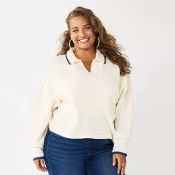 Juniors' Plus Size SO® Polo Pullover Sweater -Teens shop 5653768 English Cream
