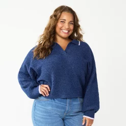 Juniors' Plus Size SO® Polo Pullover Sweater -Teens shop 5653768 Moonwalk Navy