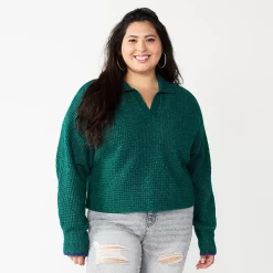 Juniors' Plus Size SO® Polo Pullover Sweater -Teens shop 5653768 Vintage Moss