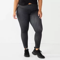 Juniors' Plus Size SO® Crossover High-Rise Sporty Leggings -Teens shop 5664663 Black Houndstooth