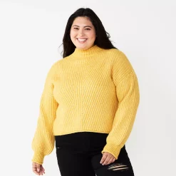 Juniors' Plus Size SO® Mockneck Sweater -Teens shop 5666305 Golden Ticket