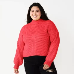 Juniors' Plus Size SO® Mockneck Sweater -Teens shop 5666305 Gushing Lava