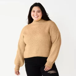 Juniors' Plus Size SO® Mockneck Sweater -Teens shop 5666305 Tahu Tan